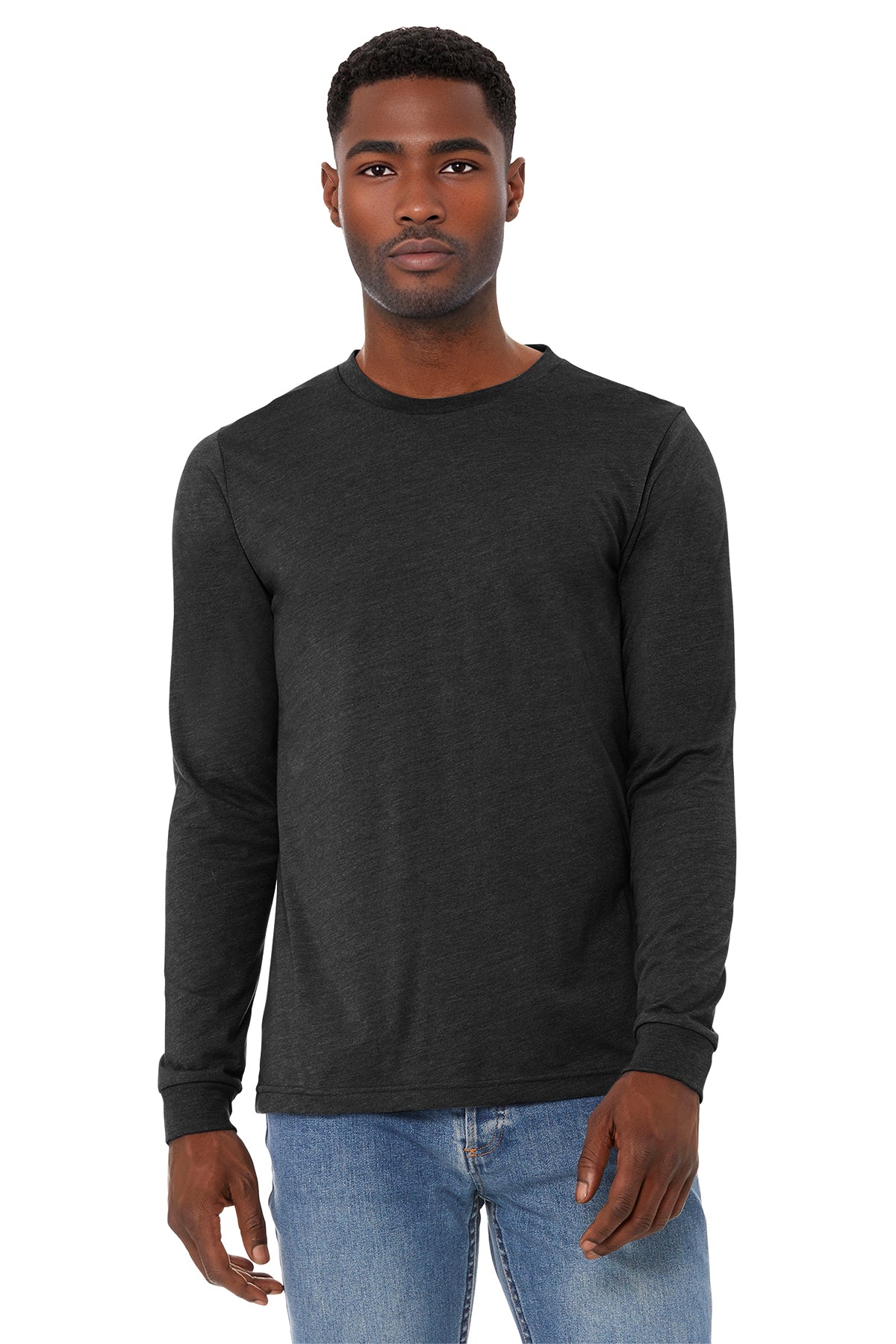 BELLA+CANVAS® Unisex Heather CVC Long Sleeve Tee BC3501CVC - Black Heather
