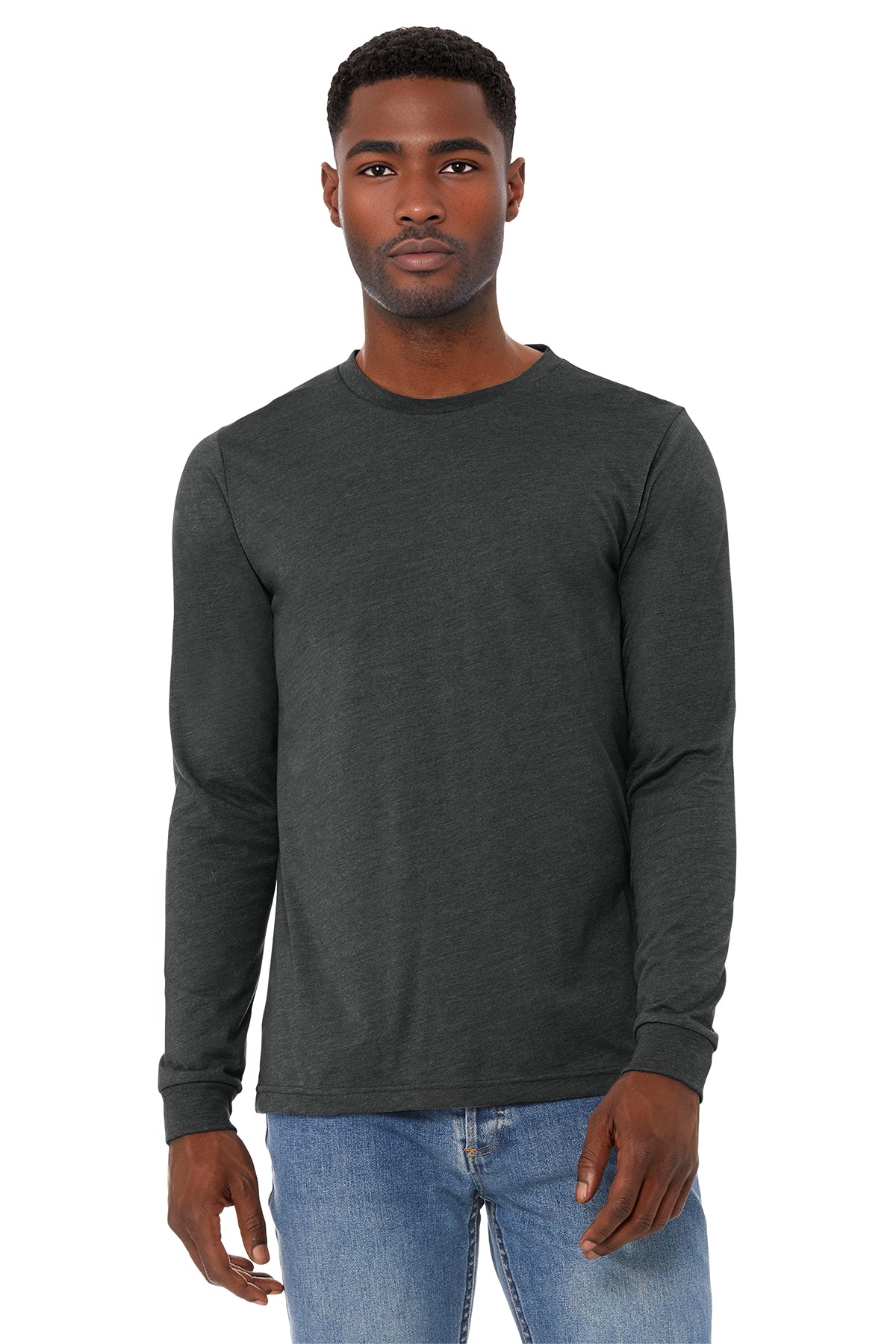 BELLA+CANVAS® Unisex Heather CVC Long Sleeve Tee BC3501CVC - Dark Grey Heather