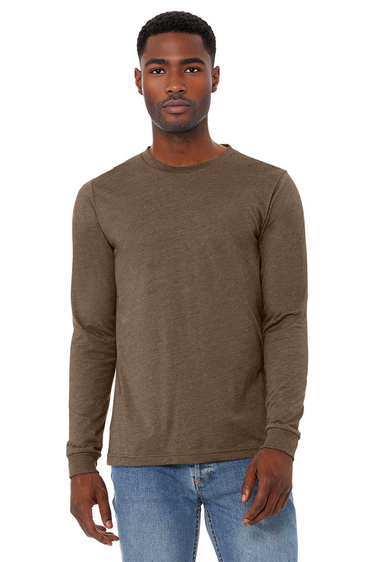 BELLA+CANVAS® Unisex Heather CVC Long Sleeve Tee BC3501CVC - Heather Brown