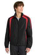 Sport-Tek® Colorblock Raglan Jacket JST60 - Black/ True Red