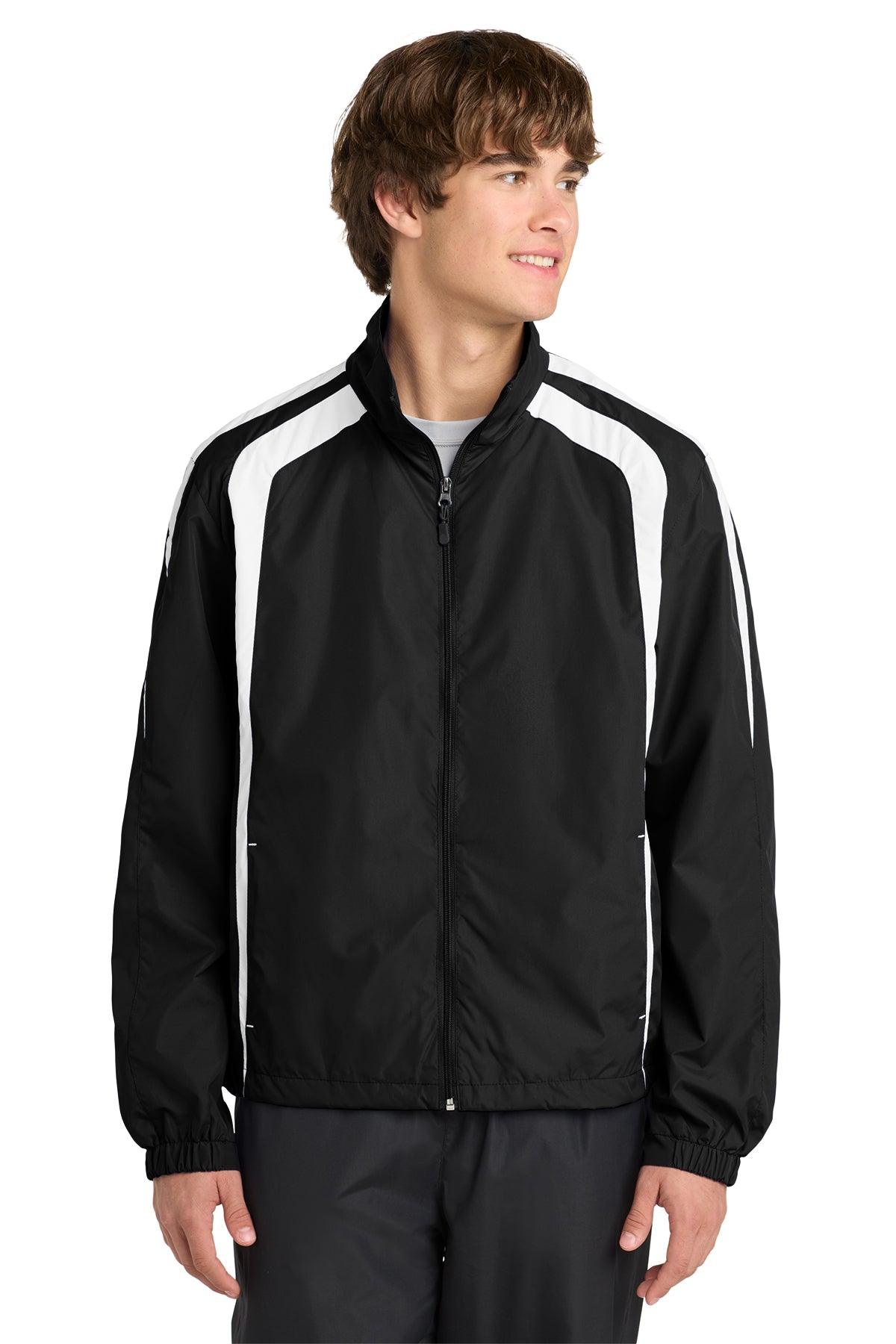 Sport-Tek® Colorblock Raglan Jacket JST60 - Black/ White