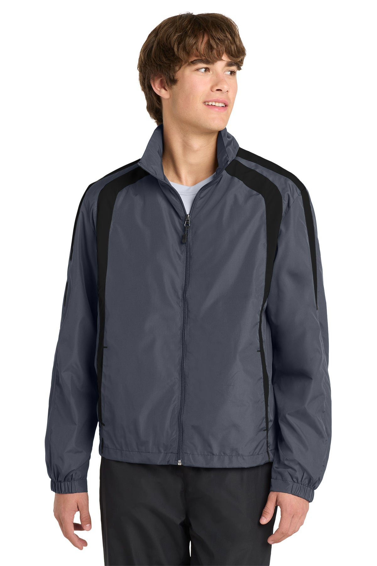 Sport-Tek® Colorblock Raglan Jacket JST60 - Graphite/ Black