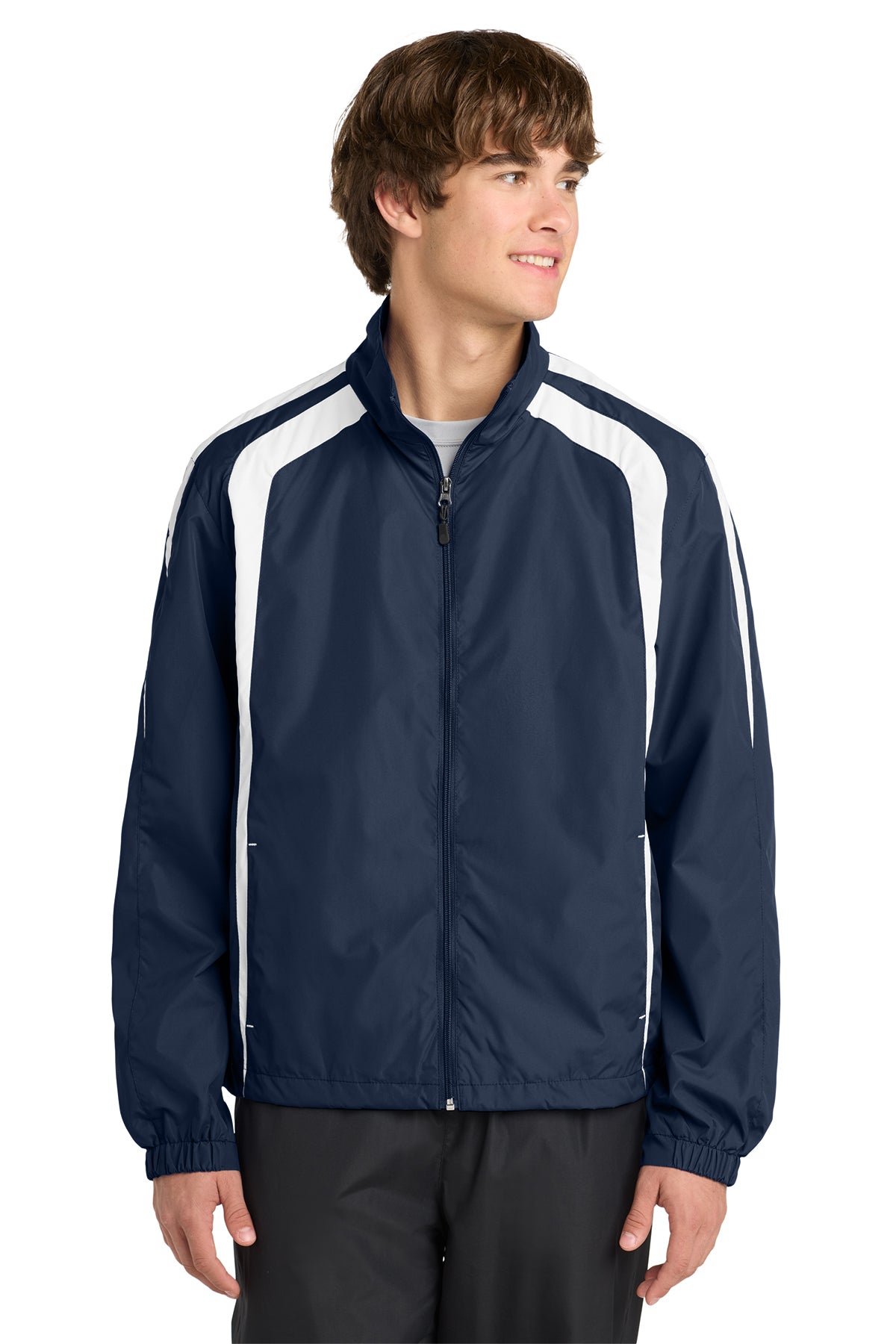 Sport-Tek® Colorblock Raglan Jacket JST60 - True Navy/ White