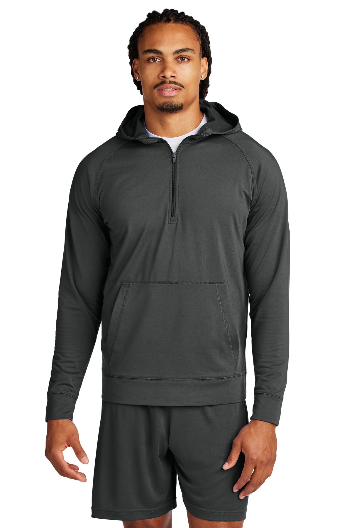 Sport-Tek® Sport-Wick® Stretch 1/2-Zip Hoodie ST856 - Charcoal Grey