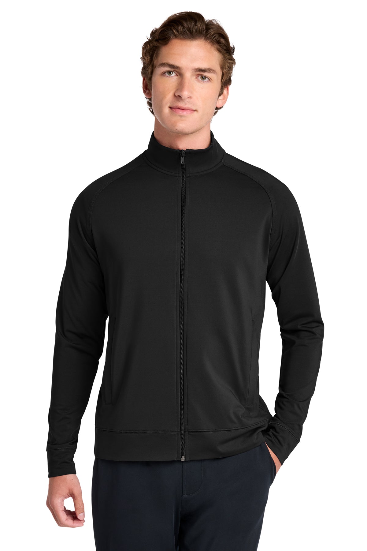 Sport-Tek® Sport-Wick® Stretch Full-Zip Cadet Jacket ST857 - Black