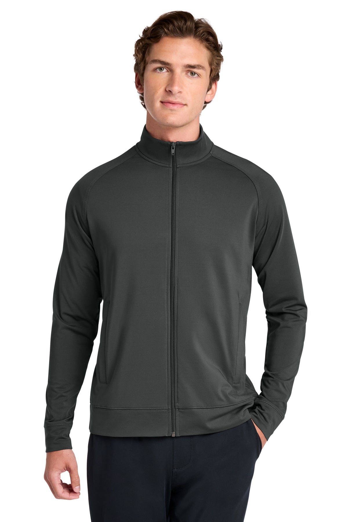 Sport-Tek® Sport-Wick® Stretch Full-Zip Cadet Jacket ST857 - Charcoal Grey