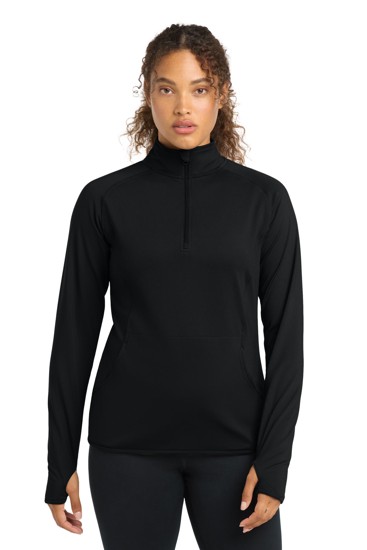 Sport-Tek® Women's Sport-Wick® Stretch 1/4-Zip Pullover LST850 - Black