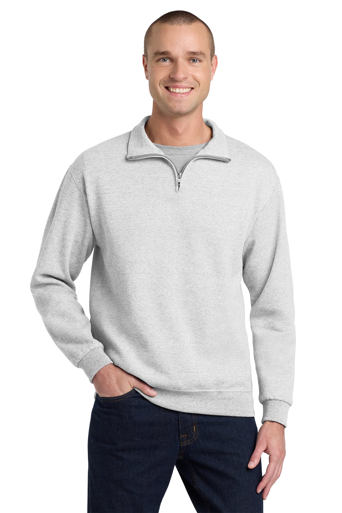 Jerzees® NuBlend® 1/4-Zip Cadet Collar Sweatshirt 995M - Ash