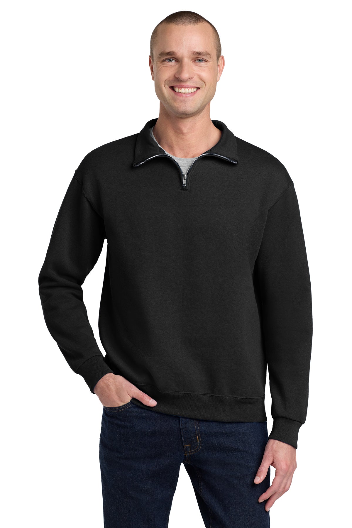 Jerzees® NuBlend® 1/4-Zip Cadet Collar Sweatshirt 995M - Black