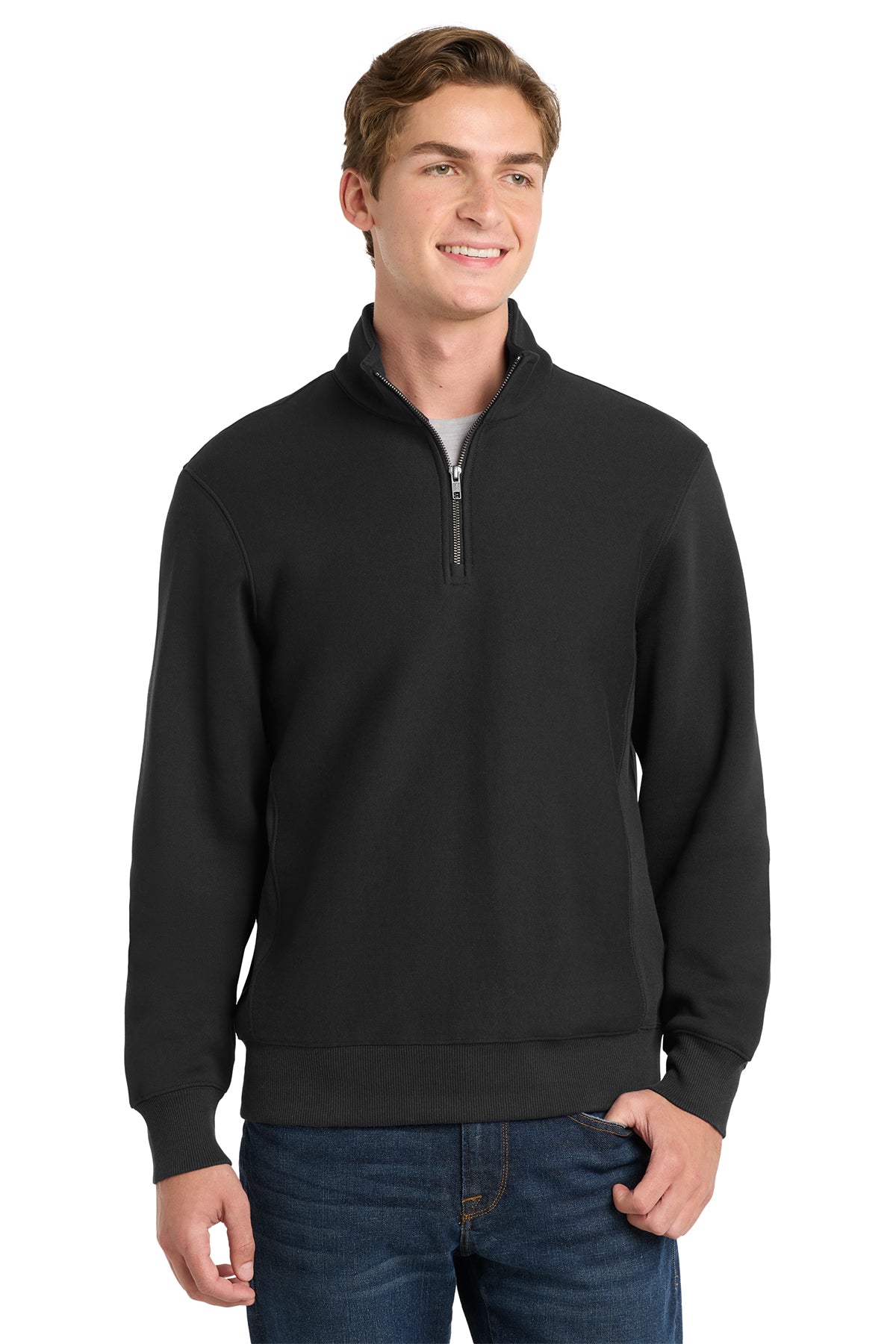 Sport-Tek® Super Heavyweight 1/4-Zip Pullover Sweatshirt ST283 - Black