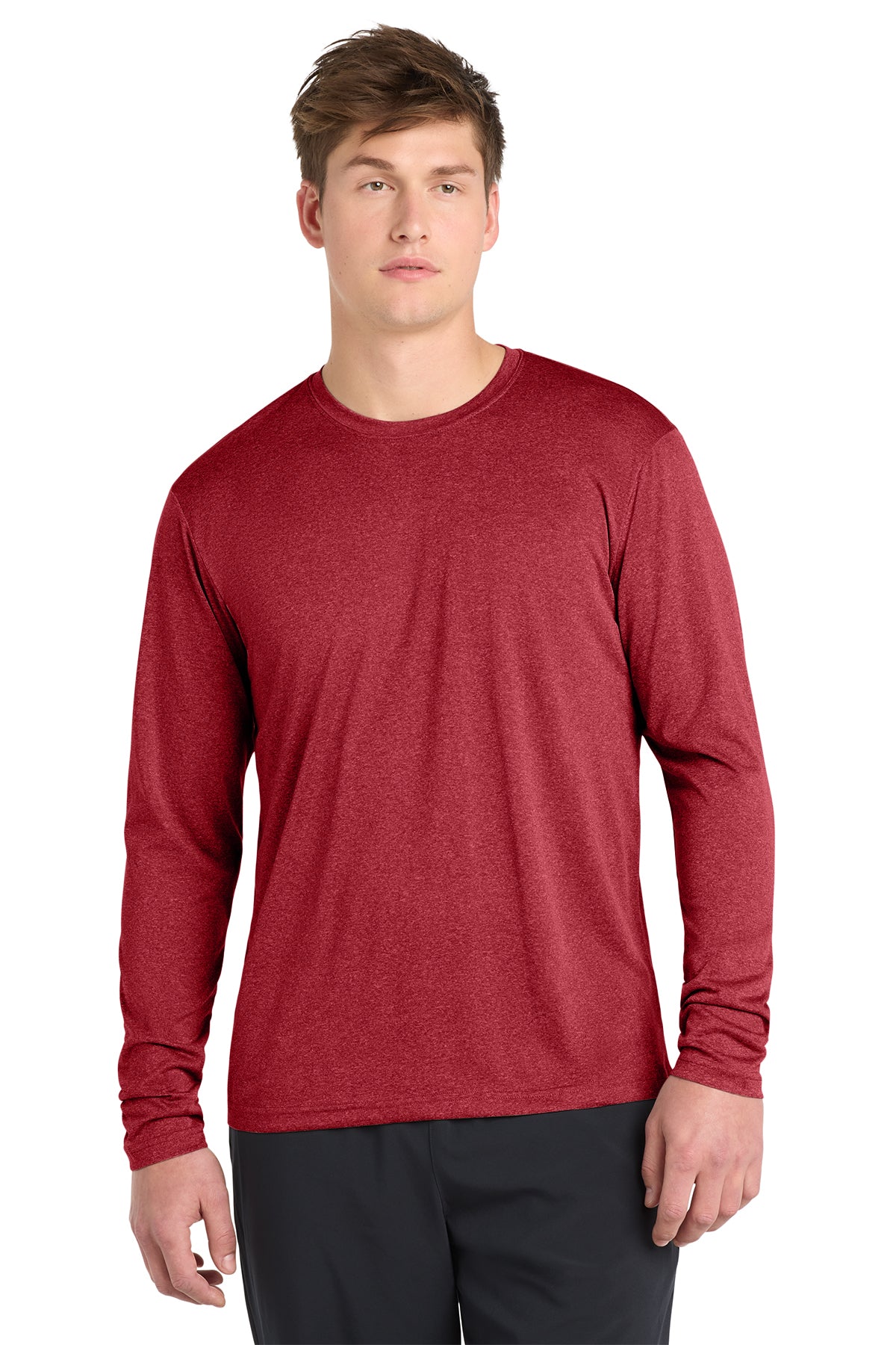 Sport-Tek® Long Sleeve Heather Contender™ Tee ST360LS - Scarlet Heather