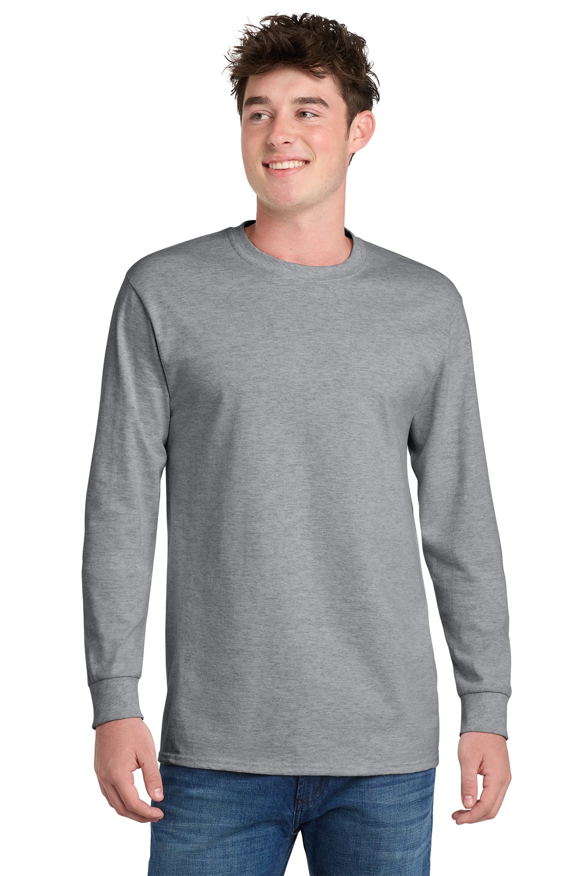 Port & Co® Long Sleeve Essential Tee PC61LS - Athletic Heather