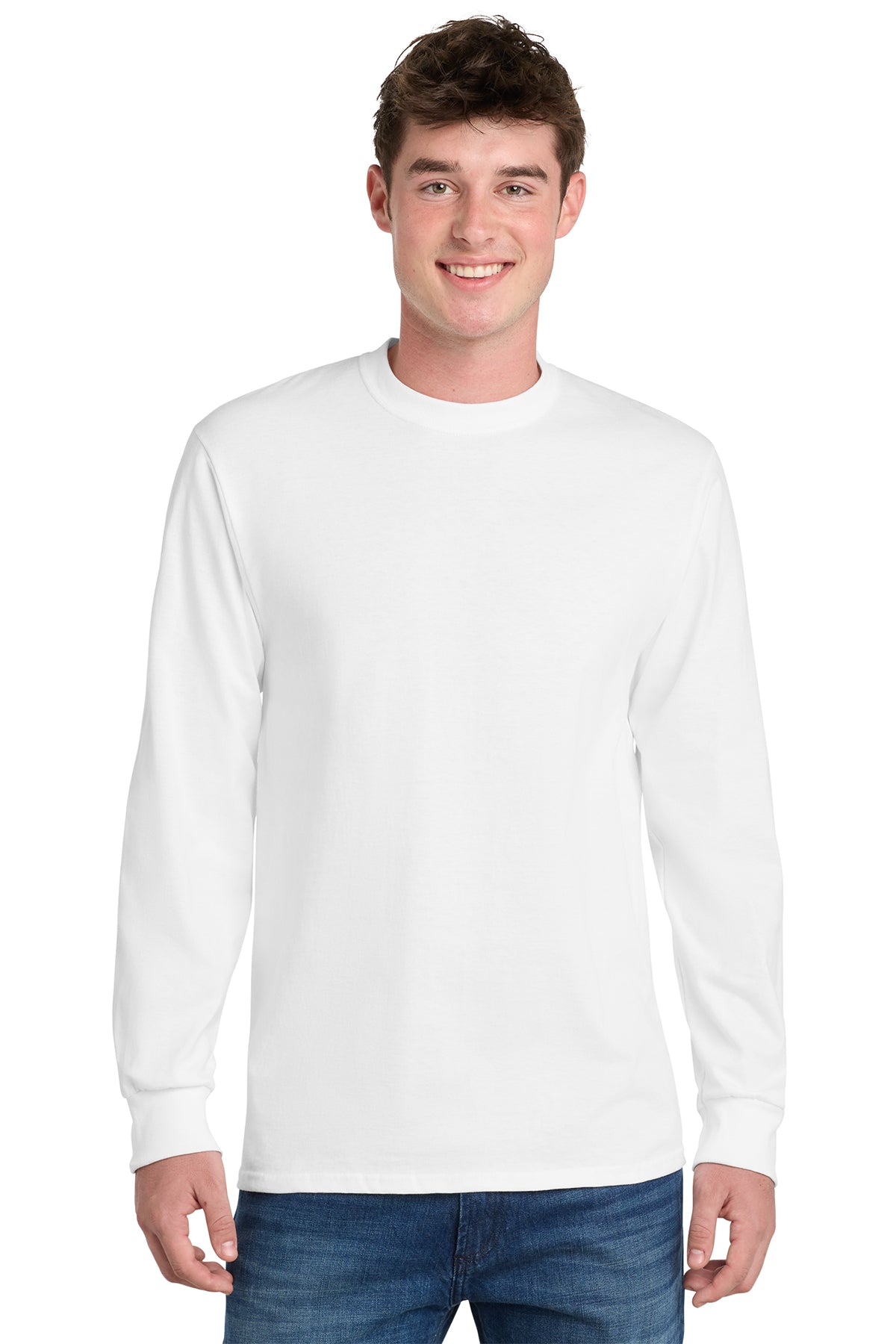 Port & Co® Long Sleeve Essential Tee PC61LS - White