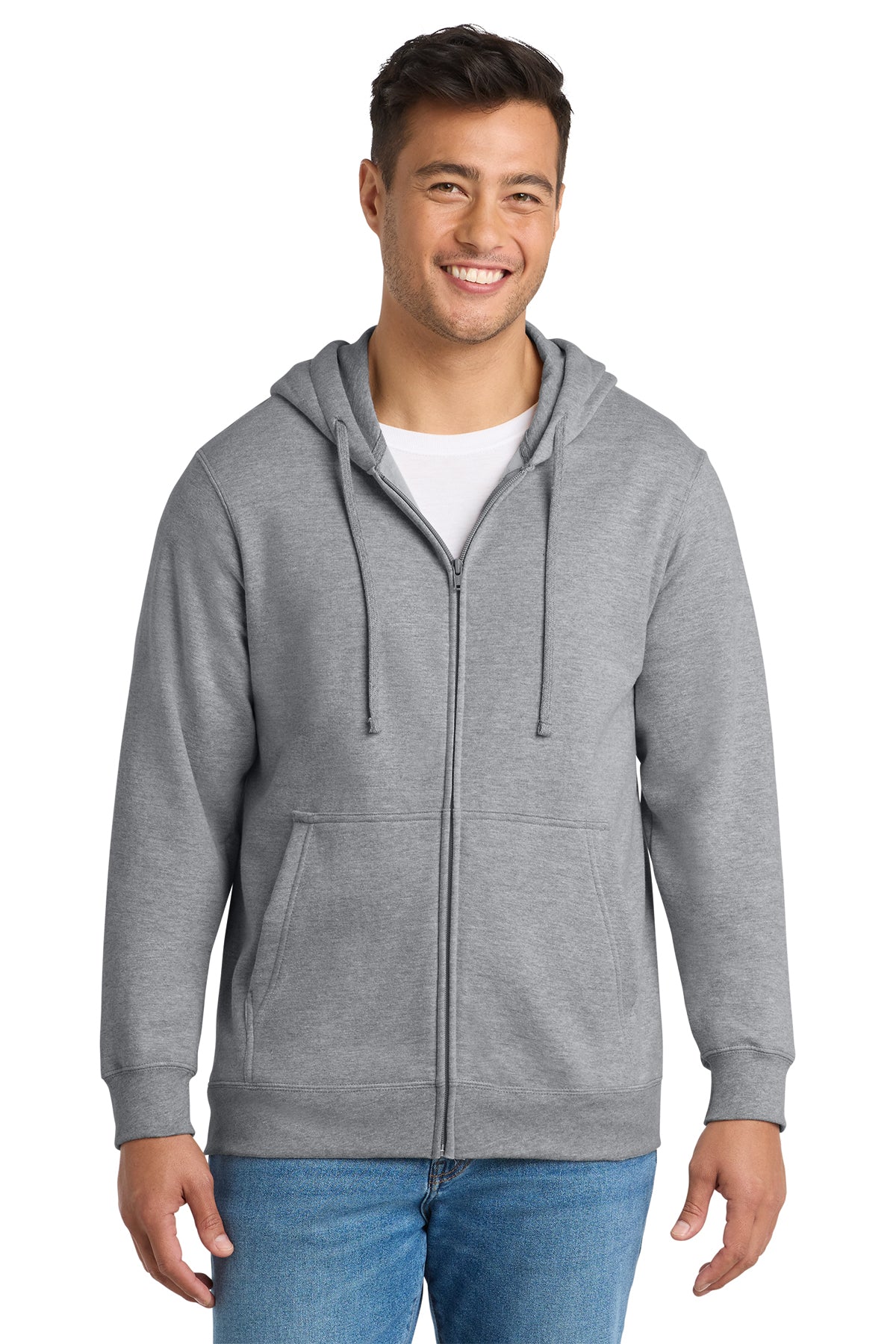 Port & Co® Fan Favorite® Fleece Full-Zip Hooded Sweatshirt PC850ZH - Athletic Heather