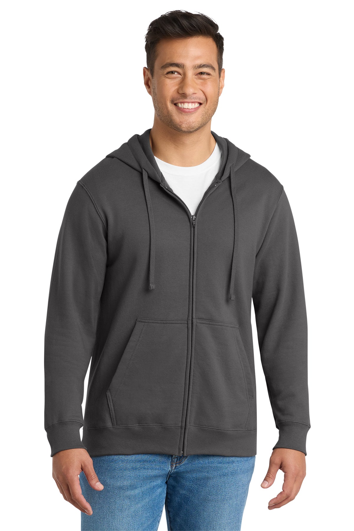 Port & Co® Fan Favorite® Fleece Full-Zip Hooded Sweatshirt PC850ZH - Charcoal