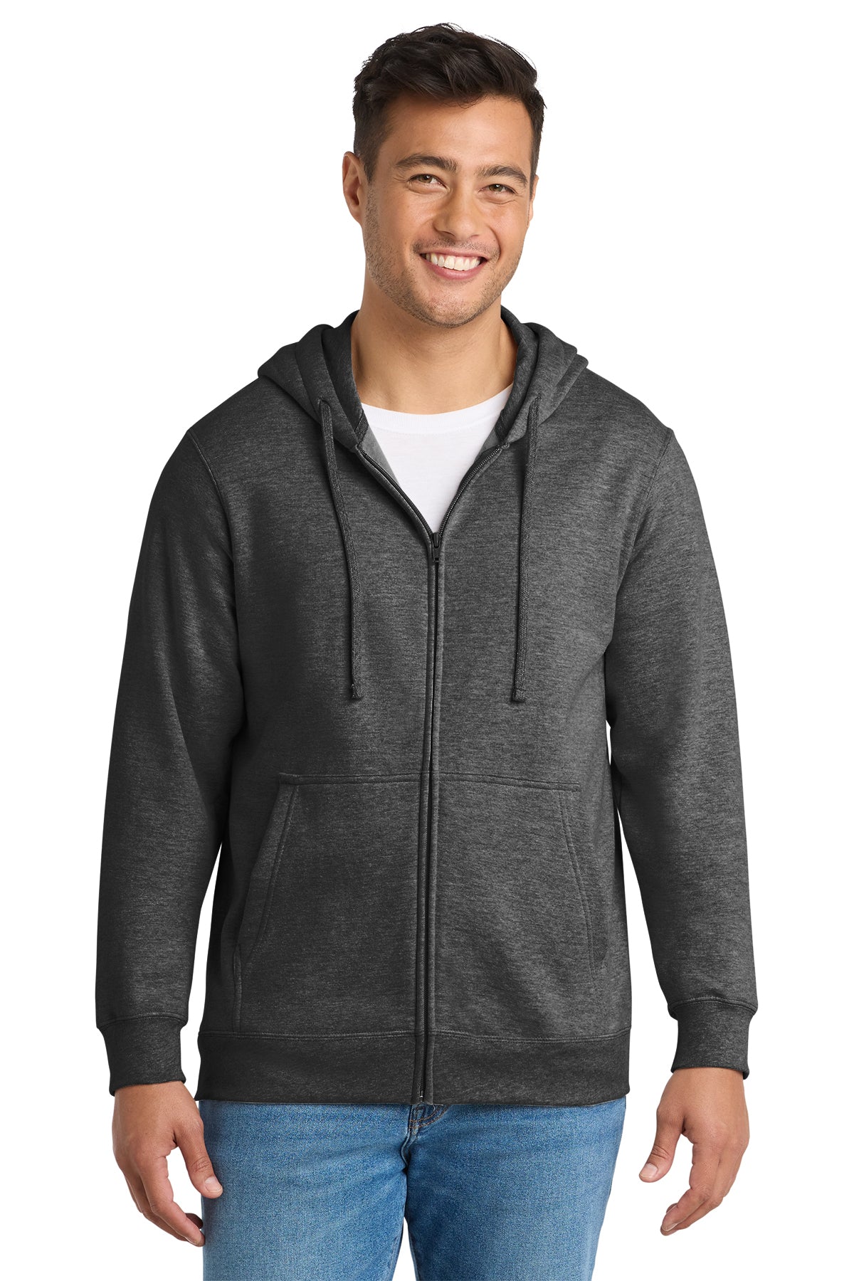 Port & Co® Fan Favorite® Fleece Full-Zip Hooded Sweatshirt PC850ZH - Dark Heather Grey