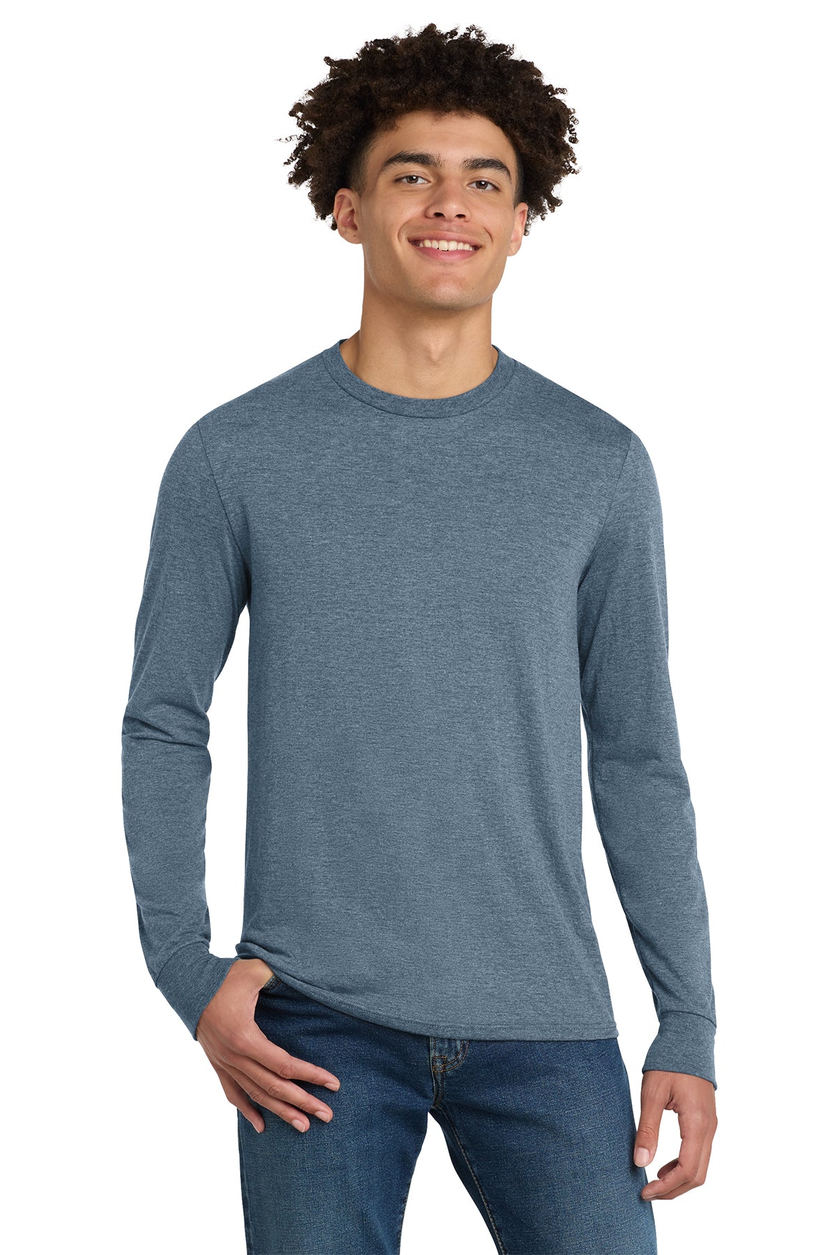 District® Perfect Tri® Long Sleeve Tee DM132 - Flint Blue Heather