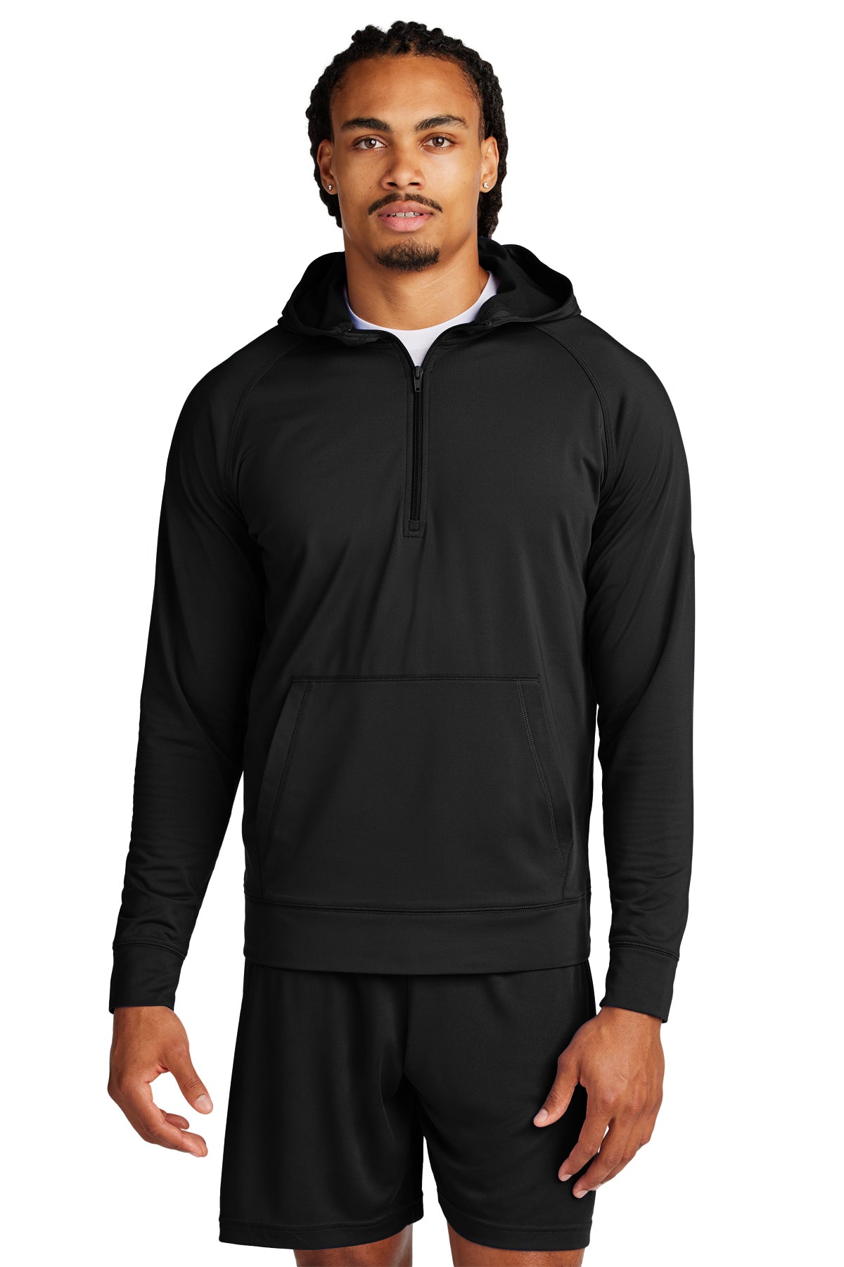 Sport-Tek® Sport-Wick® Stretch 1/2-Zip Hoodie ST856 - Black